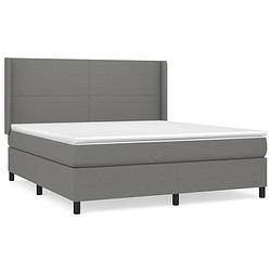 Foto van The living store boxspringbed - donkergrijs - 203x163x118/128 cm - pocketvering matras - middelharde ondersteuning -