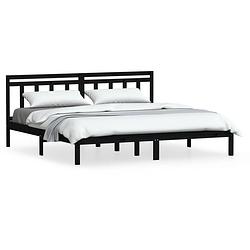 Foto van The living store bedframe - houten - zwart - 205.5 x 186 x 100 cm - geschikt voor matras 180 x 200 - the living store