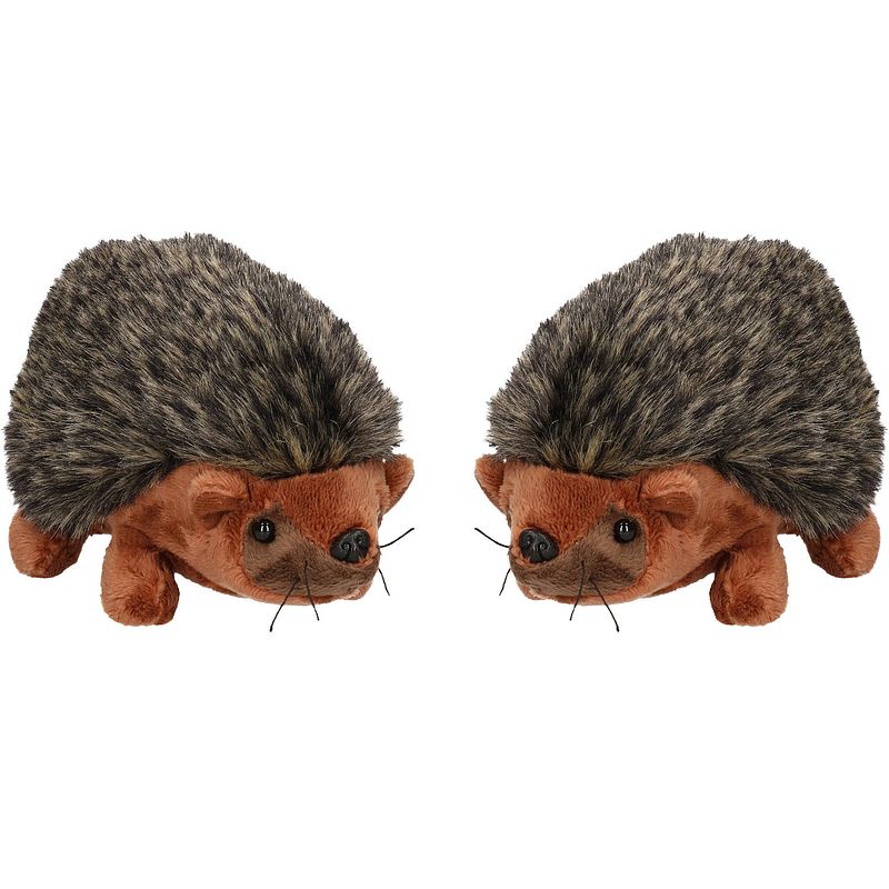 Foto van Set van 2x stuks pluche knuffel dieren egel van 17 cm - knuffeldier