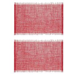 Foto van Set van 6x stuks placemats uni rood jute 45 x 30 cm - placemats