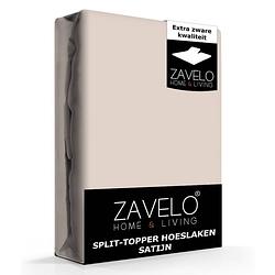 Foto van Zavelo splittopper hoeslaken satijn taupe-lits-jumeaux (180x200 cm)
