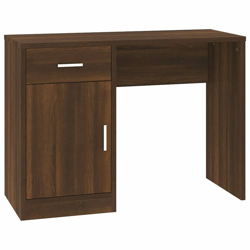 Foto van Vidaxl bureau met kast en lade 100x40x73 cm bewerkt hout bruineiken