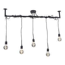 Foto van Urban interiors hanglamp bar 5 lichts l 120 cm zwart