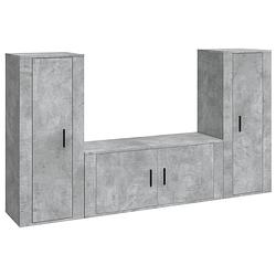 Foto van The living store tv-meubelset betongrijs 2x 40x34.5x100cm + 1x 100x34.5x40cm