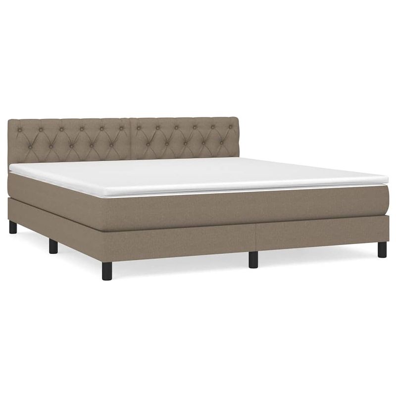 Foto van The living store boxspringbed - comfort - bed - 160 x 200 cm - taupe - duurzaam materiaal - verstelbaar hoofdbord -