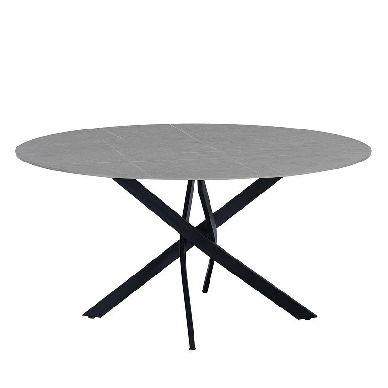 Foto van Ronde eettafel vivian ø150 cm marmerlook grijs spinpoot