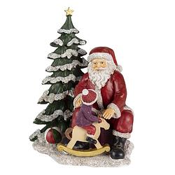 Foto van Clayre & eef kerstdecoratie beeld kerstman 16*13*22 cm rood groen kunststof decoratief figuur decoratieve accessoires