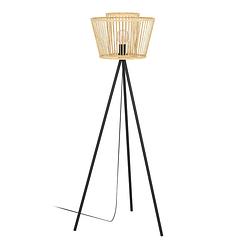 Foto van Eglo hykeham vloerlamp - e27 - 129,5 cm - zwart/hout