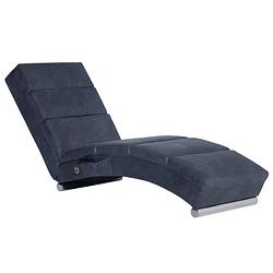 Foto van The living store chaise longue grijze kunstsuède 155x51x71 cm - ergonomisch ontwerp - massage - verwarming