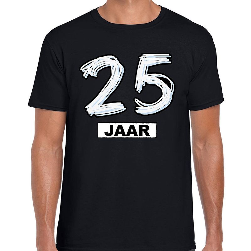 Foto van 25 jaar verjaardag cadeau t-shirt zwart voor heren xl - feestshirts