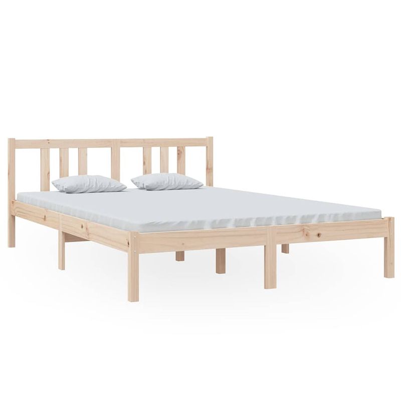 Foto van The living store houten bedframe - 205.5 x 145.5 x 69.5 cm - massief grenenhout - onbehandeld