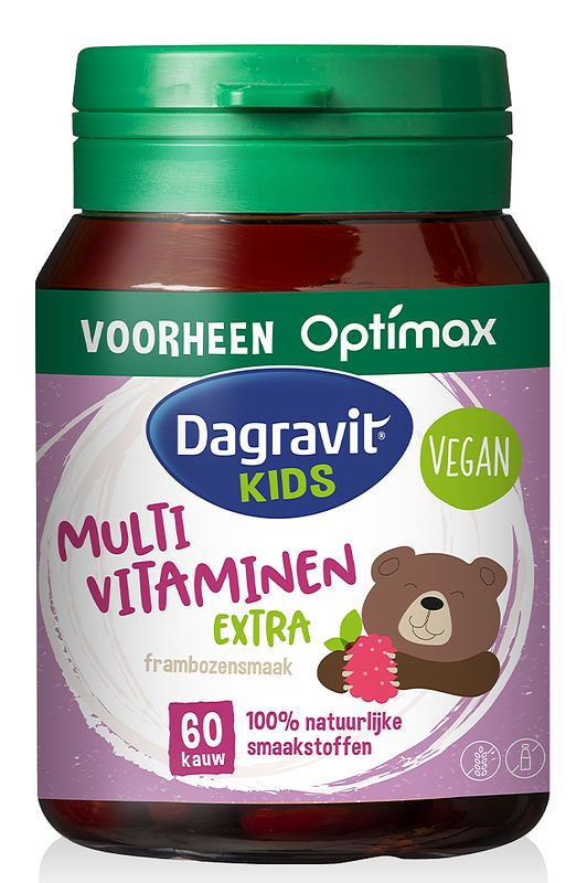 Foto van Dagravit kids natural multivitaminen framboos kauwtabletten