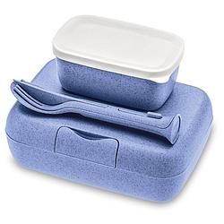 Foto van Lunchbox en bestekset, organic blauw - koziol candy ready