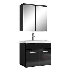 Foto van Badplaats badkamermeubel montreal 60cm met spiegelkast - hoogglans zwart