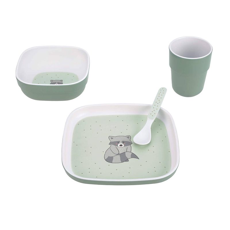 Foto van Lässig kinderservies set melamine - about friends racoon wasbeer