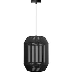 Foto van Led hanglamp - hangverlichting - aigi aly - e27 fitting - rond - mat zwart - papier