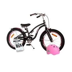 Foto van Volare kinderfiets miracle cruiser - 18 inch - mat zwart - met fietshelm en accessoires