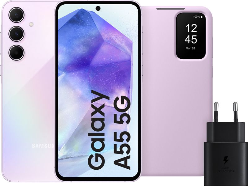 Foto van Samsung galaxy a55 256gb roze 5g + accessoirepakket