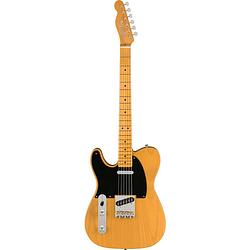 Foto van Fender american vintage ii 1951 telecaster lh butterscotch blonde mn linkshandige elektrische gitaar met koffer