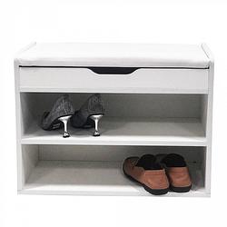 Foto van Schoenenkast bankje - schoenenrek - schoenenbankje met opklapbaar zitkussen - 60 cm breed