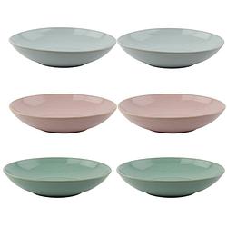 Foto van Orange85 diepe borden - 3 stuks - aardewerk - 22 cm - ovenbestendig - roze - blauw - groen