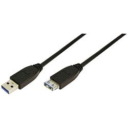 Foto van Logilink usb-kabel usb 3.2 gen1 (usb 3.0 / usb 3.1 gen1) usb-a stekker, usb-a bus 3.00 m zwart cu0043