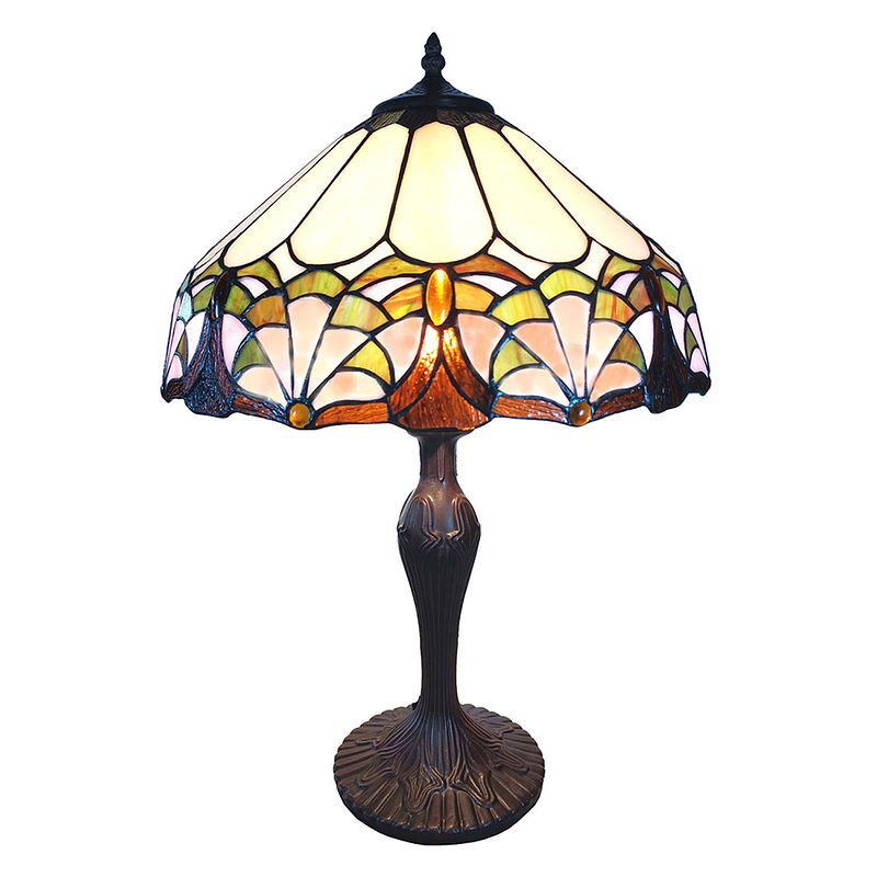 Foto van Haes deco - tiffany tafellamp meerkleurig ø 41x59 cm fitting e27 / lamp max 1x60w