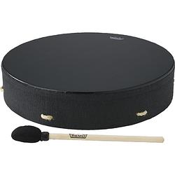 Foto van Remo e1-1316-be bahia buffalo drum black earth 16 inch handtrommel met mallet