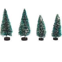 Foto van Rayher hobby kerstdorp miniatuur boompjes - 4x stuks - 9 en 12 cm - kerstdorpen