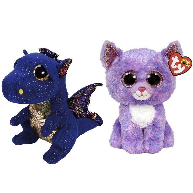 Foto van Ty - knuffel - beanie buddy - saffire dragon & cassidy cat