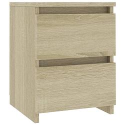 Foto van The living store nachtkastje sonoma eiken - bewerkt hout - 30 x 30 x 40 cm - 2 lades