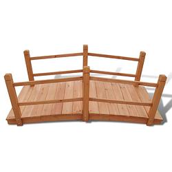 Foto van The living store houten brug - tuinbrug 140 cm - met dubbele leuningen