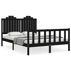 Foto van The living store bedframe grenenhouten zwart - 205.5 x 145.5 x 110 cm - multiplex lattenbodem