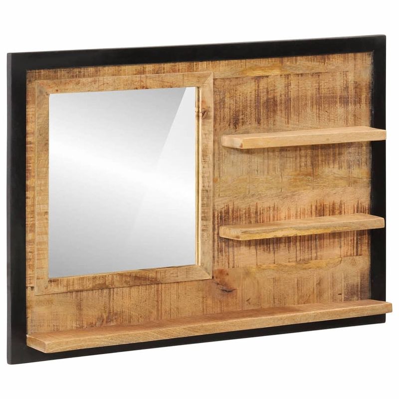 Foto van Vidaxl spiegel met schappen 80x8x55 cm glas en massief mangohout