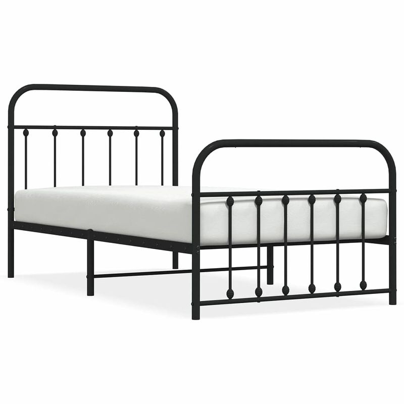 Foto van Vidaxl bedframe met hoofd- en voeteneinde metaal zwart 100x190 cm