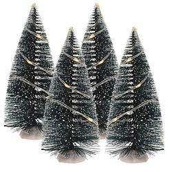 Foto van Kerstdorp maken kerstbomen 4 stuks 15 cm met led lampjes - kerstdorpen