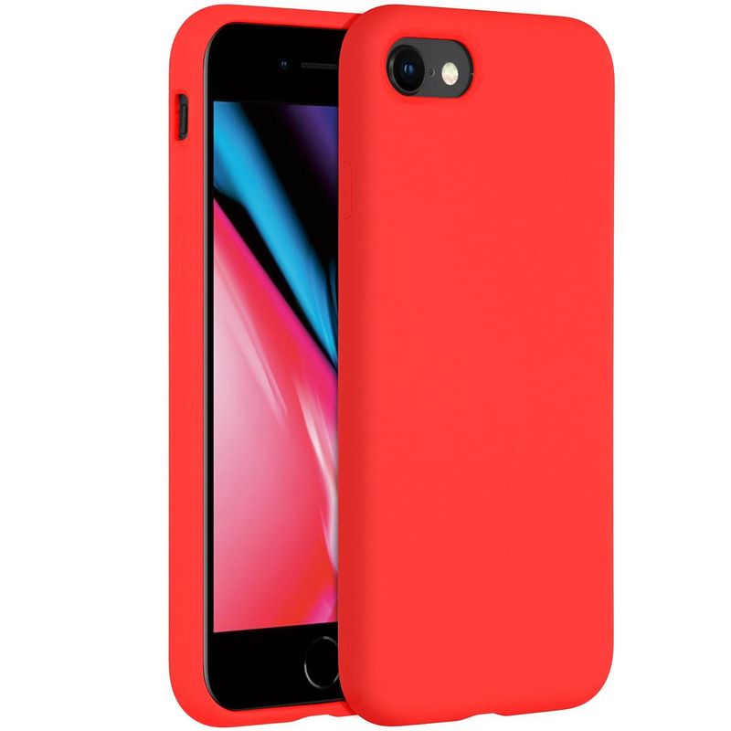 Foto van Accezz liquid silicone voor apple iphone se (2022 / 2020) / 8 / 7 telefoonhoesje rood