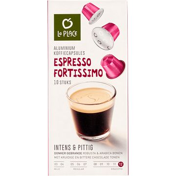 Foto van 3 voor € 6,00 | la place koffiecups espresso fortissimo 10 stuks aanbieding bij jumbo