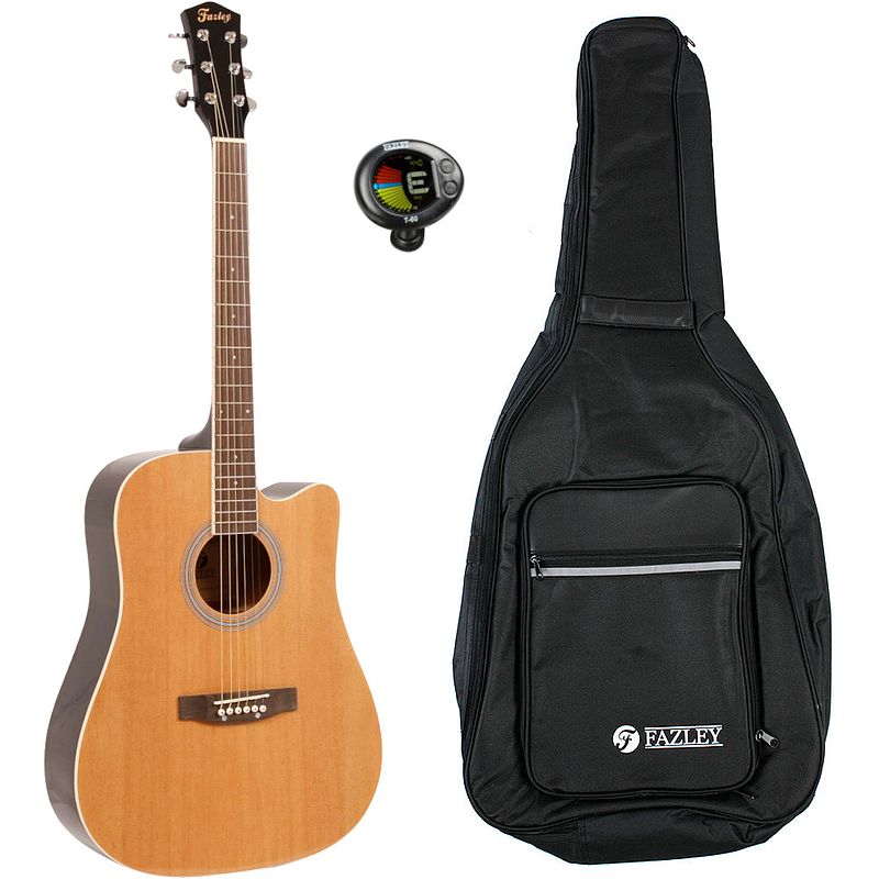 Foto van Fazley w40-nt akoestische western gitaar naturel + gigbag + stemapparaat