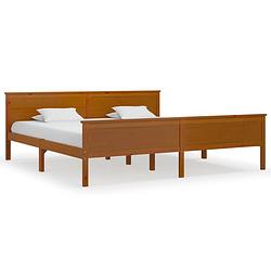 Foto van The living store bedframe - bedframes - 208 x 208 x 77 cm - honingbruin - massief grenenhout en multiplex - montage