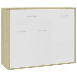 Foto van Vidaxl dressoir 88x30x70 cm spaanplaat wit en sonoma eikenkleurig