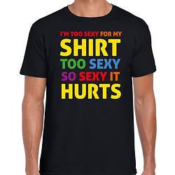 Foto van Bellatio decorations gay pride t-shirt - heren - zwart - too sexy - lhbti 2xl - feestshirts