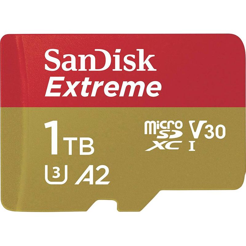 Foto van Sandisk extreme™ microsdxc-kaart 1 tb class 10, uhs-i, uhs-class 3, v30 video speed class a2-vermogensstandaard