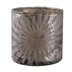 Foto van Ptmd ellis brown glass tealight ice star round s - set van 4