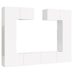 Foto van The living store televisiemeubelset - hoogglans wit - 2x 80x30x30cm - 2x 30.5x30x90cm - 2x 100x30x30cm