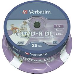 Foto van Verbatim 43667 dvd+r dl disc 8.5 gb 25 stuk(s) spindel bedrukbaar