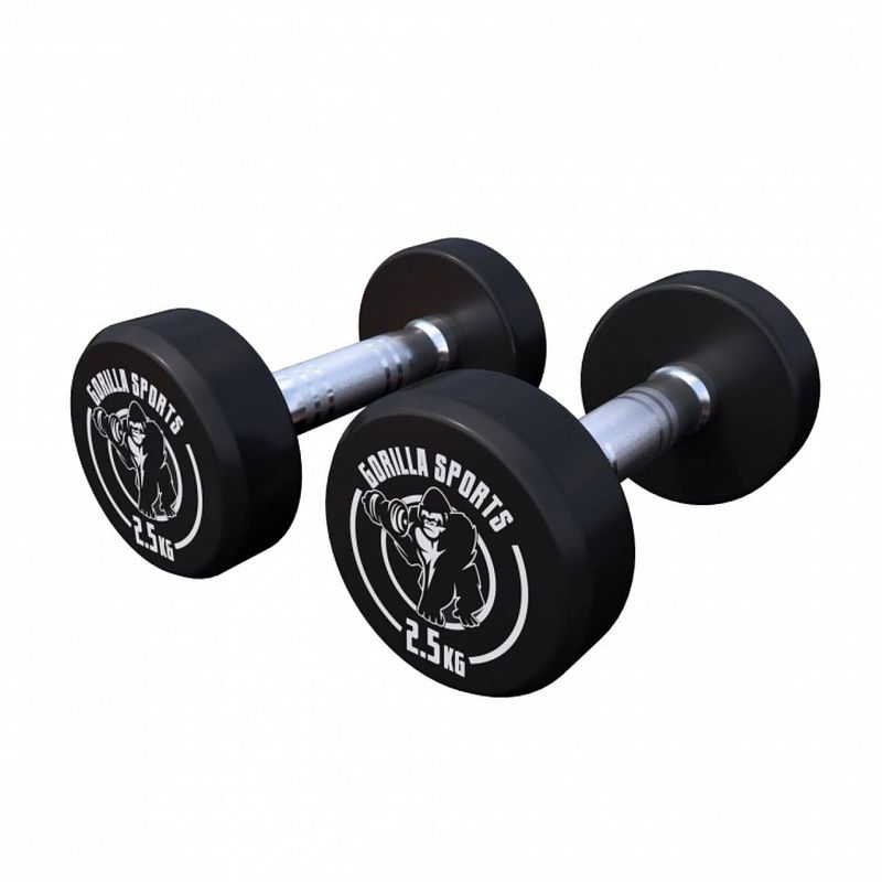 Foto van Gorilla sports dumbellset - halterset - 2 x 2,5 kg - gietijzer (rubber coating)