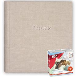 Foto van Fotoboek/fotoalbum met 30 paginas creme 29 x 31 x 4 cm inclusief plakkers - fotoalbums