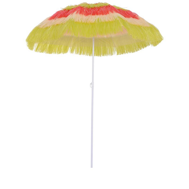 Foto van Luxe strand parasol - zonnescherm - knikbaar - hawaiian strandparasol - ø160 × h190 cm