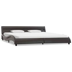 Foto van The living store bedframe - grijs - kunstleren bekleding - 225x190x57 cm - geschikt voor matras van 180x200 cm -